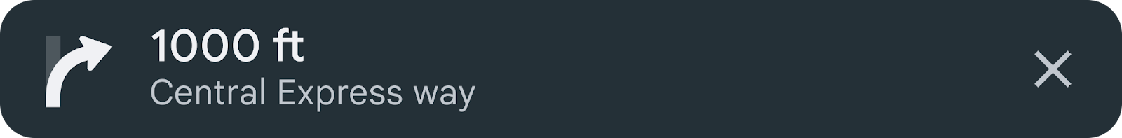 Notificación de navegación que informa al usuario que hay un giro a la derecha en 200 pies