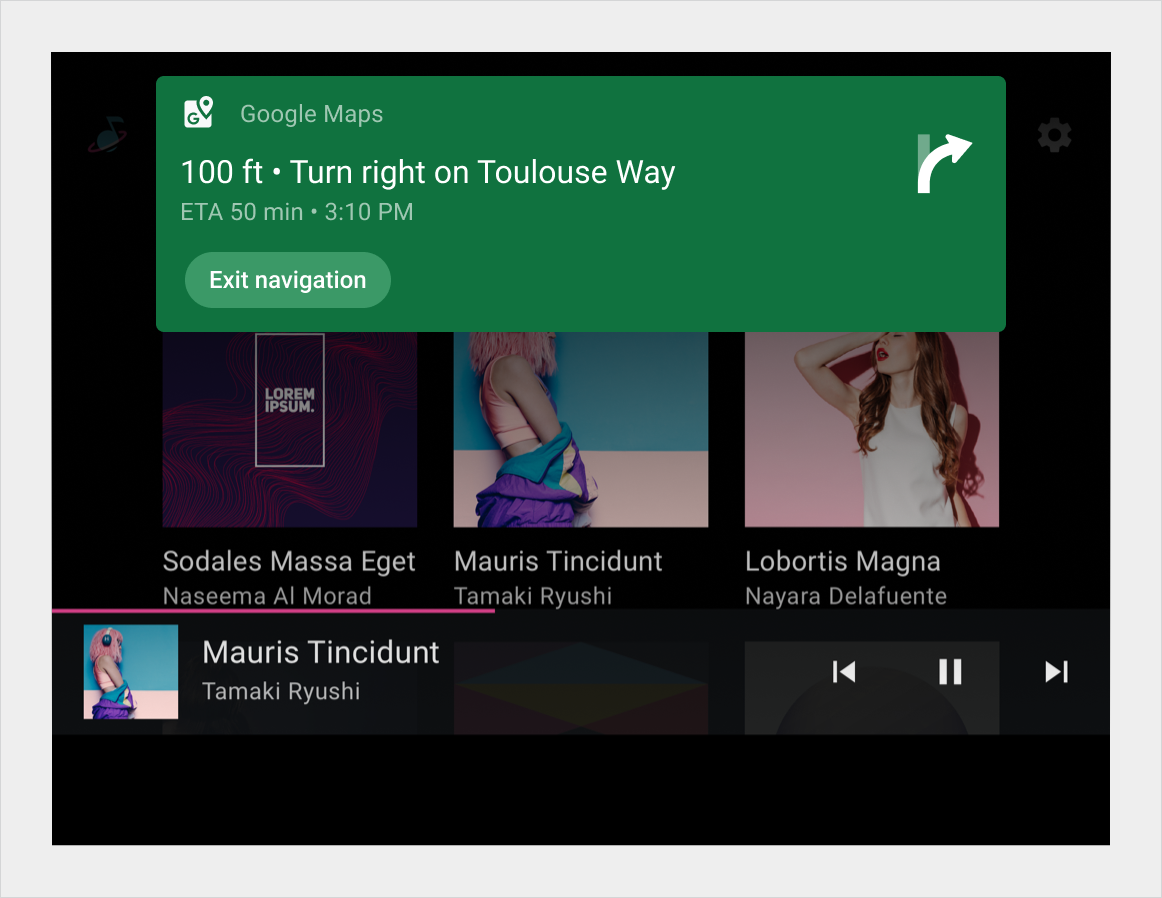 Turn by turn navigation notification