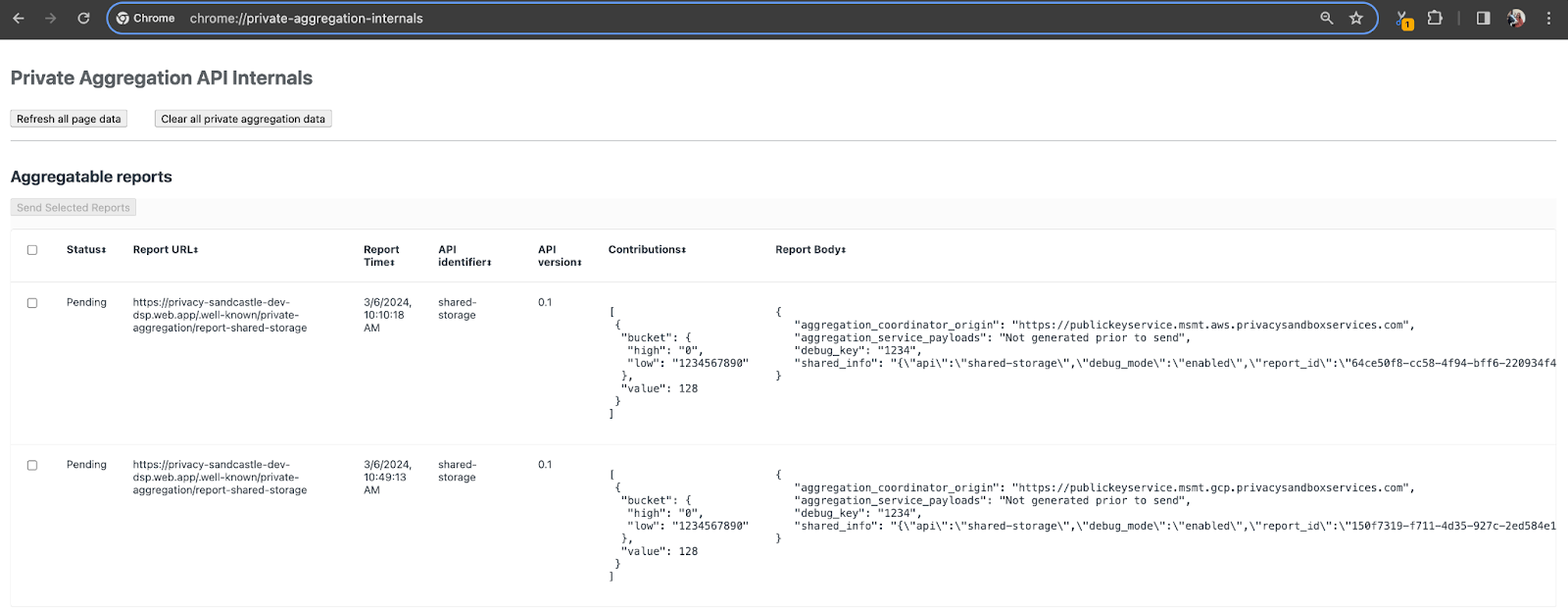 หน้าภายในของ Chrome