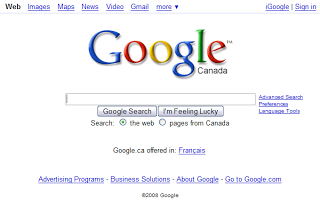 the Google Canada home page