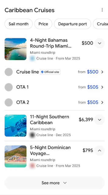 Ejemplo de la experiencia de Cruceros