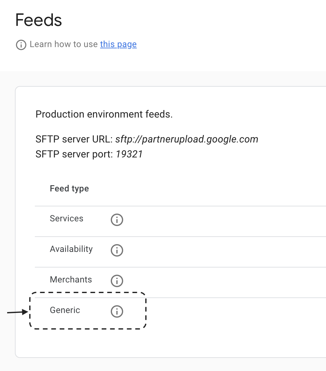 การเลือกเซิร์ฟเวอร์ SFTP ของฟีด