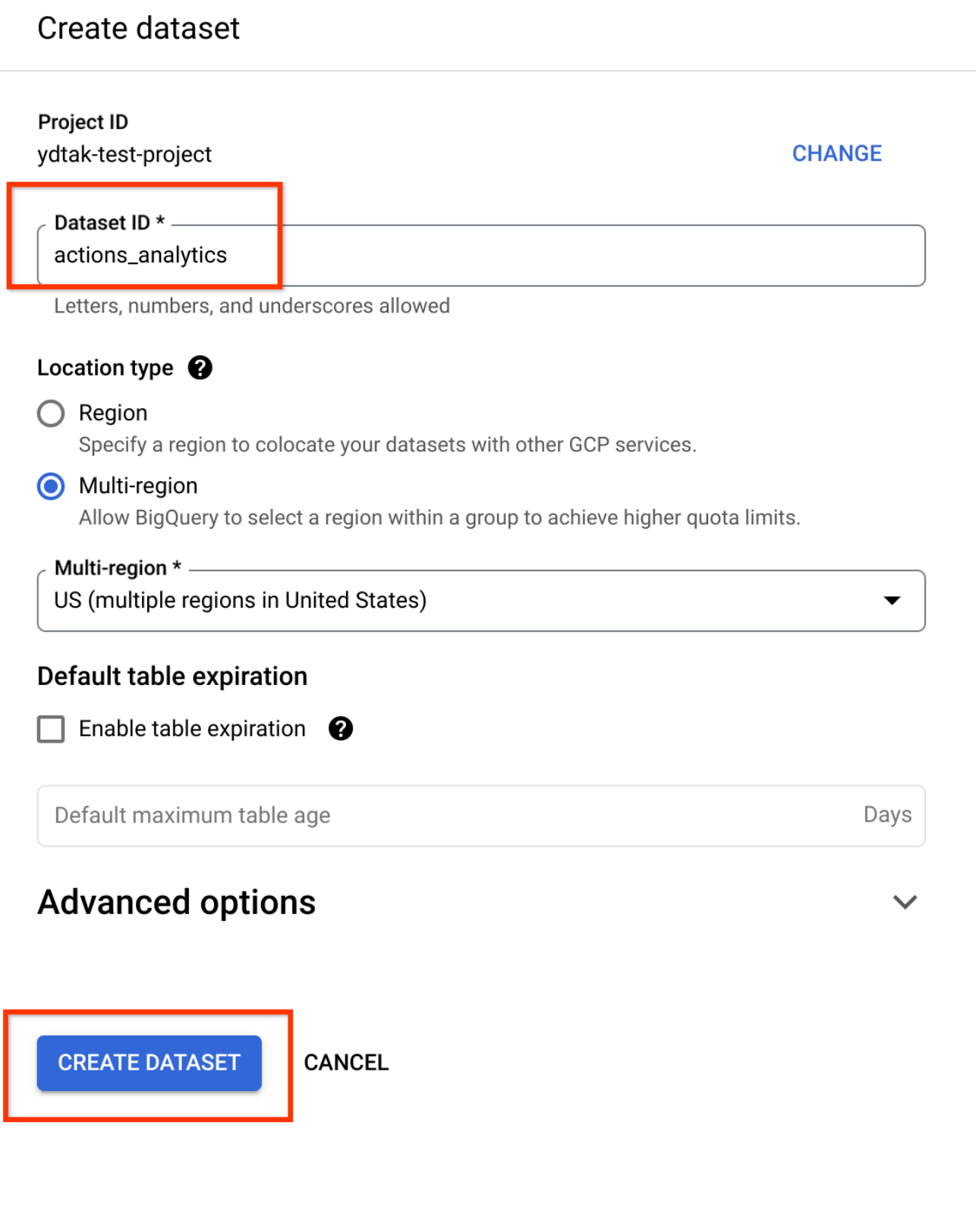 actions_analytics ตั้งเป็นรหัสชุดข้อมูล