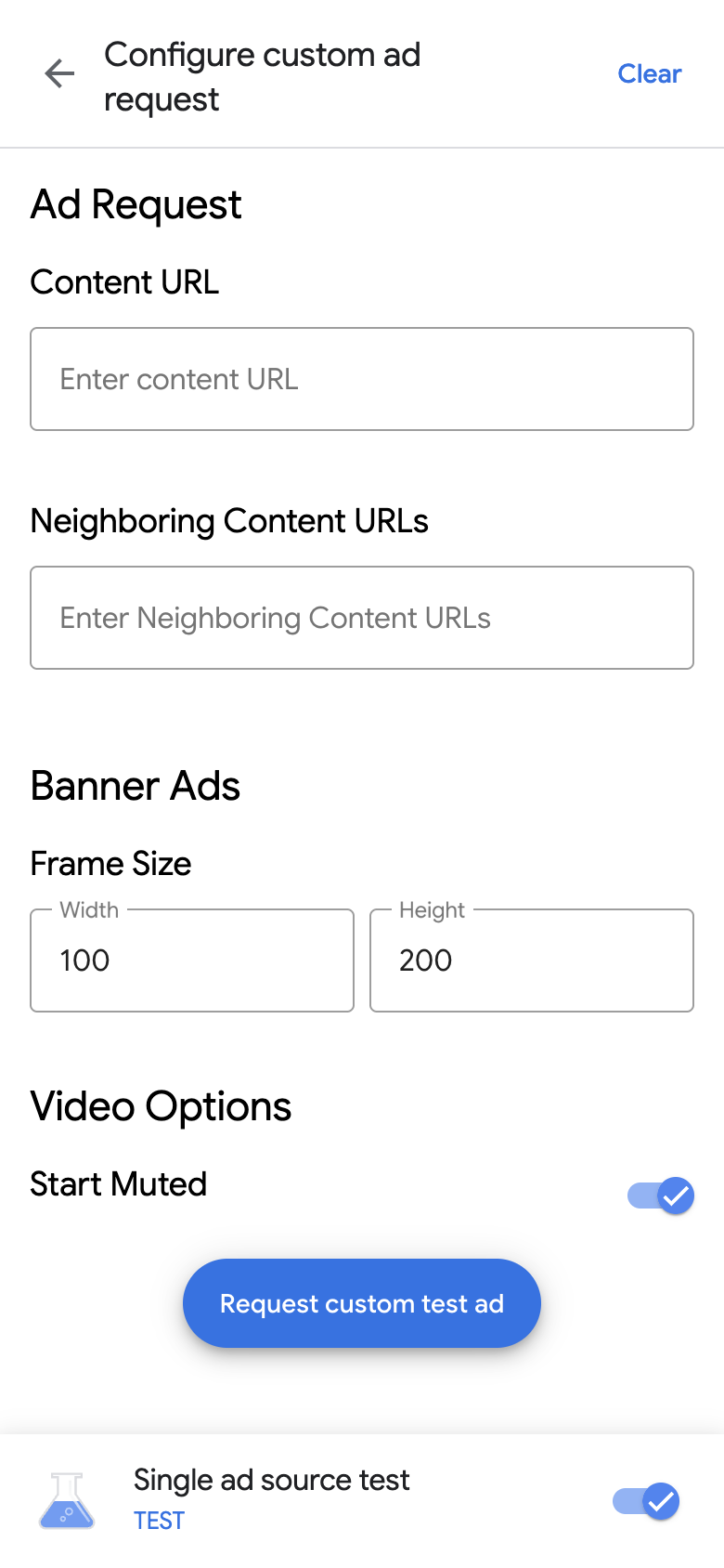 Configurar uma página de solicitação de anúncio personalizada para um anúncio de banner