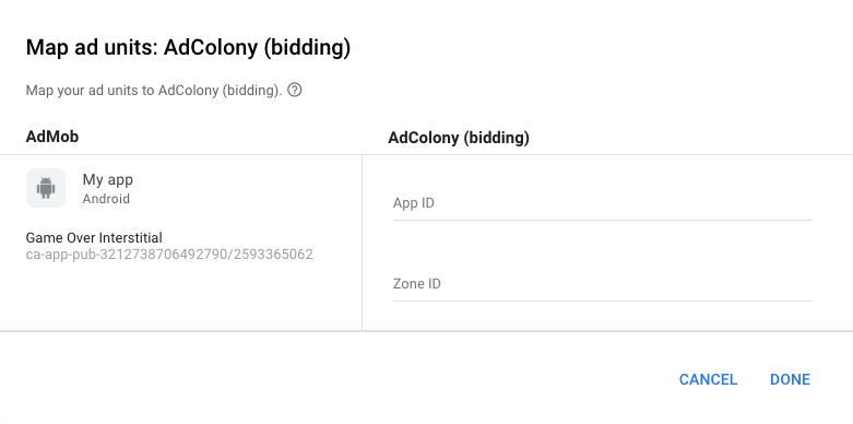 Định cấu hình đơn vị quảng cáo của AdColony