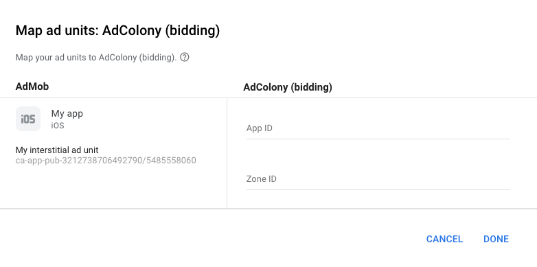 AdColony Configure Ad Units