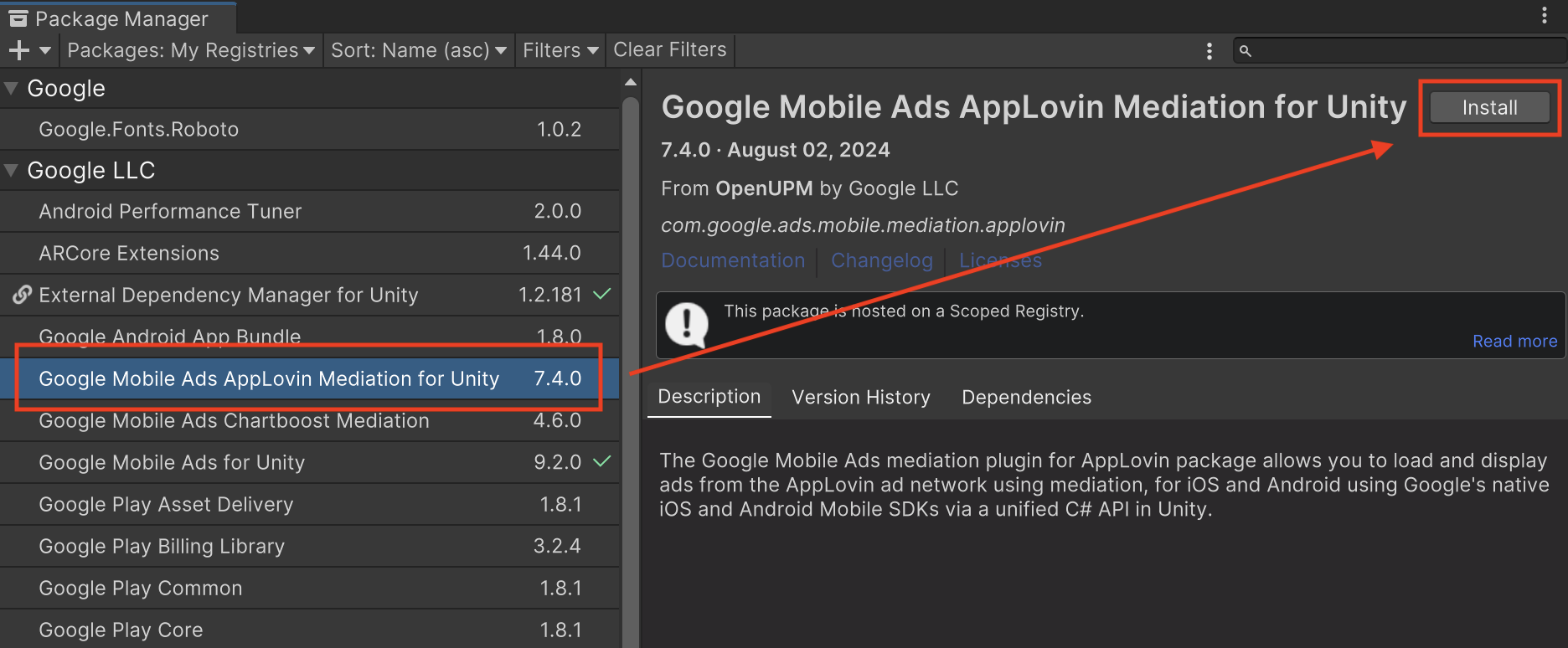 Instalar desde OpenUPM