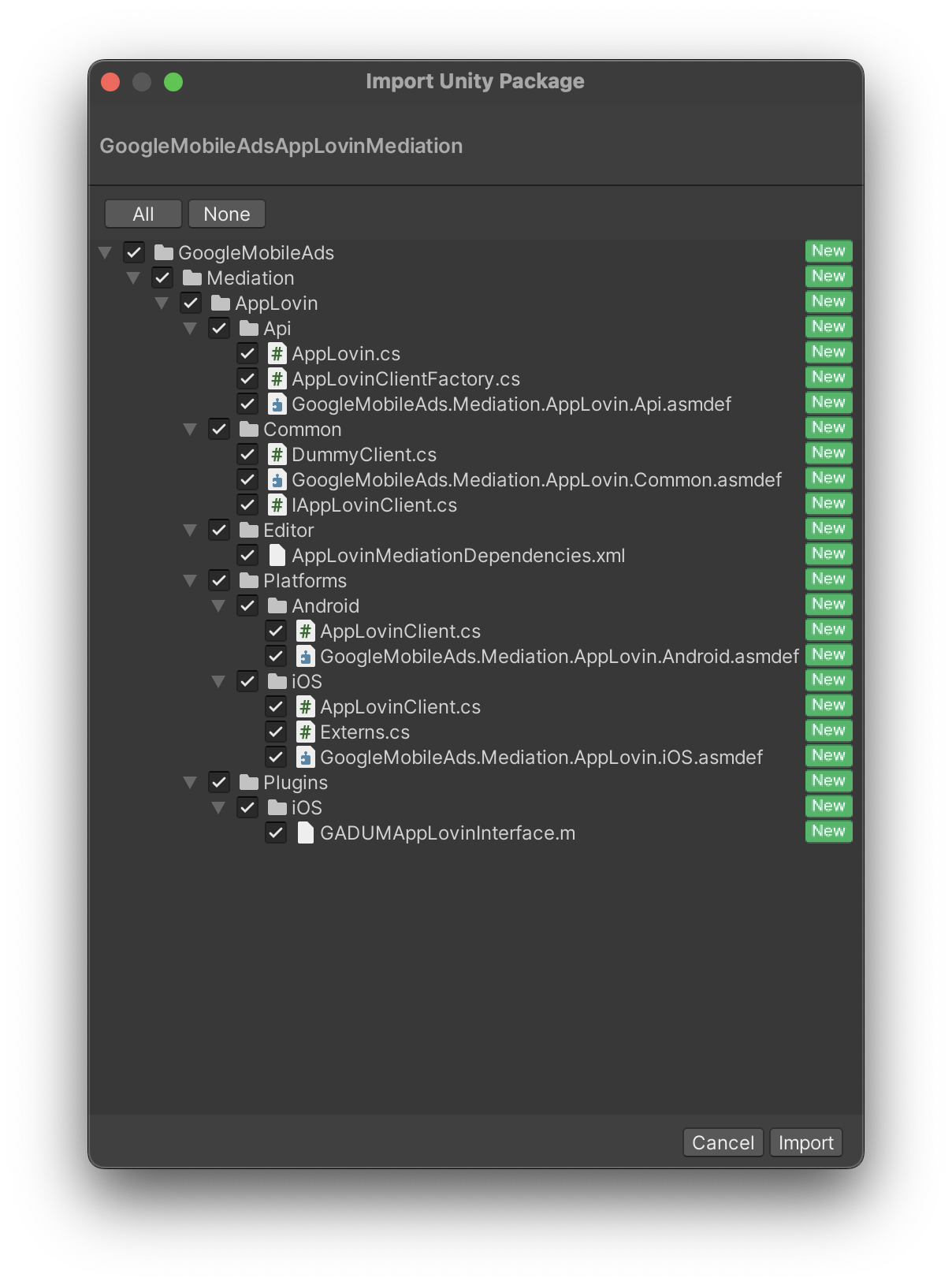 Unity&#39;den içe aktar