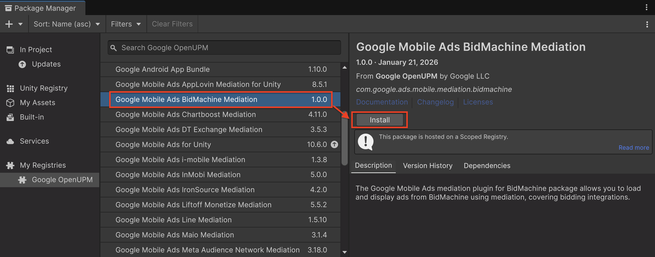 從 OpenUPM 安裝