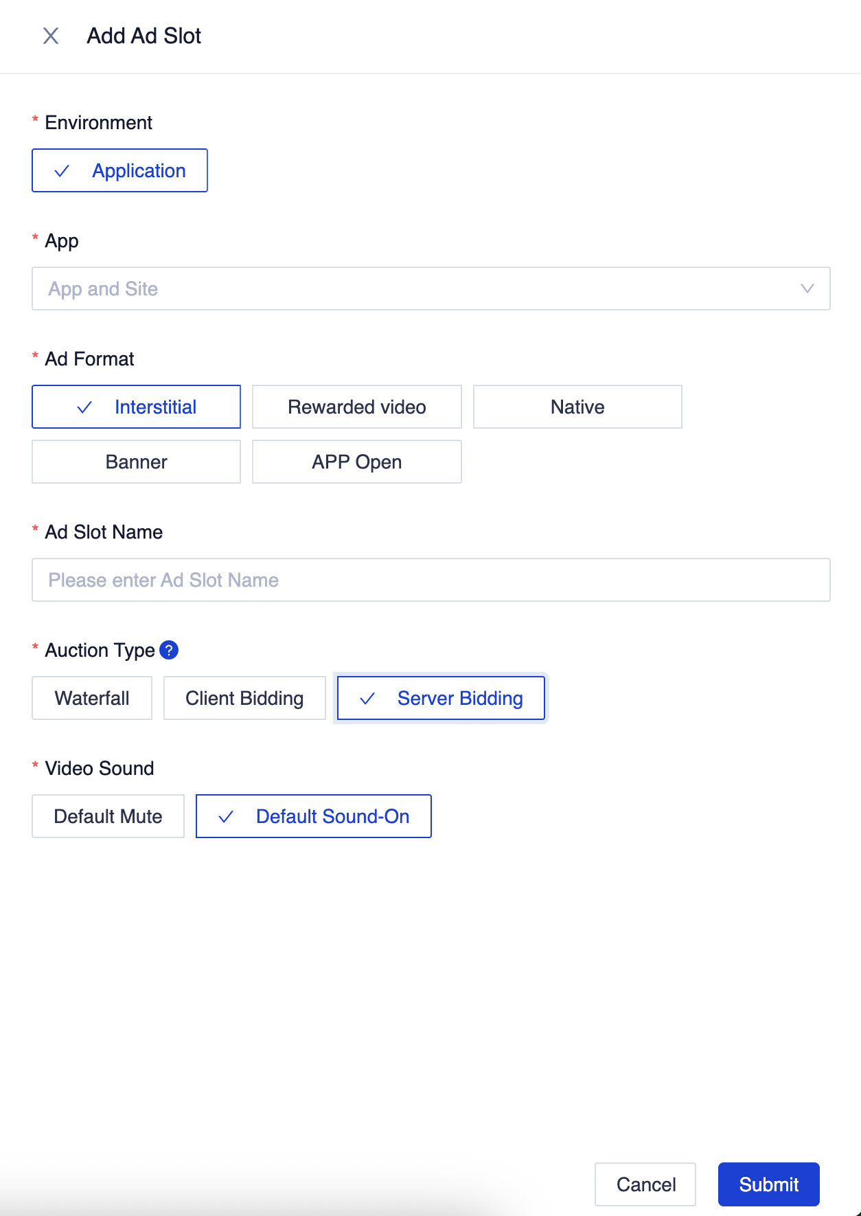 New Ad Slot Form