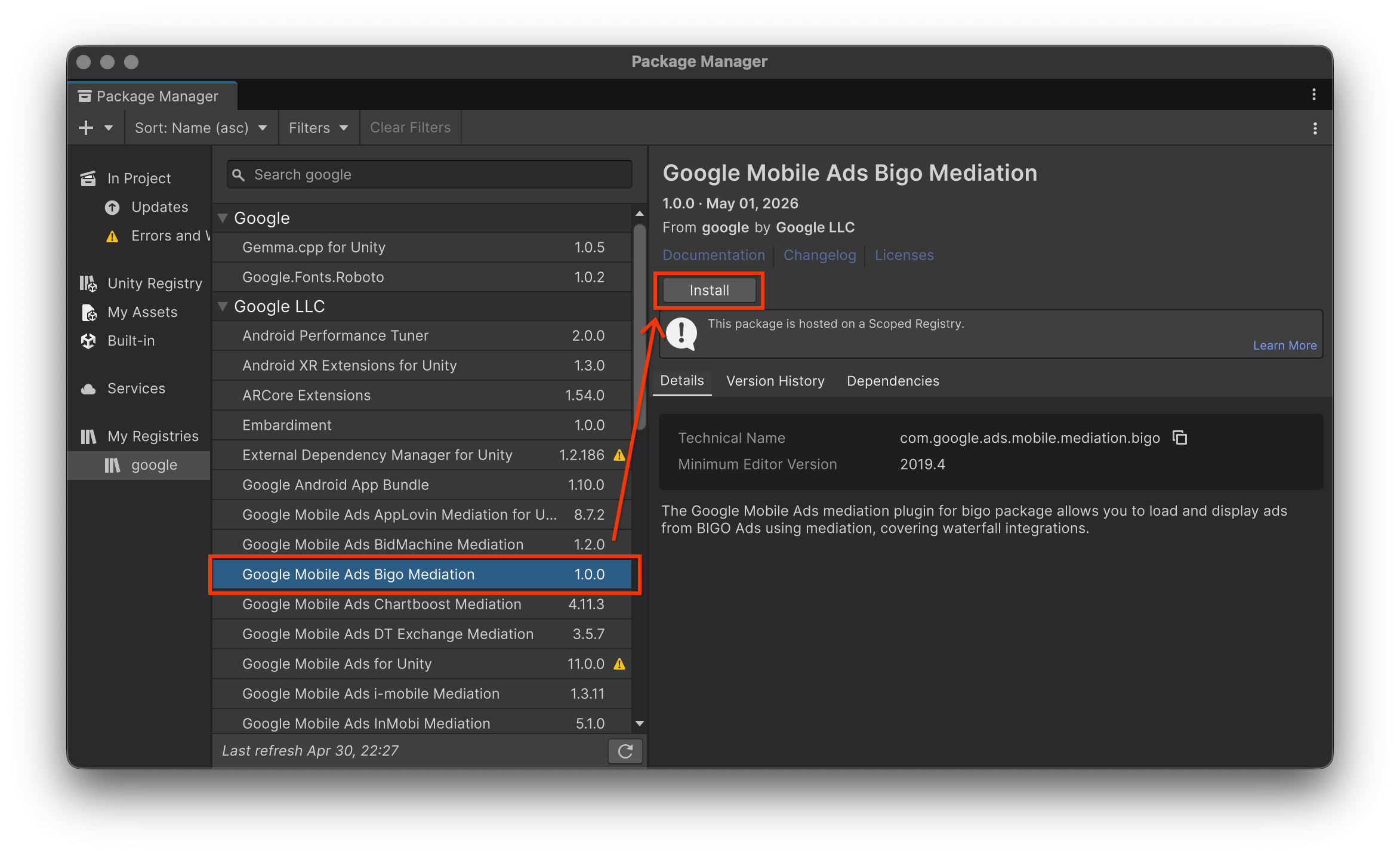 Install from OpenUPM