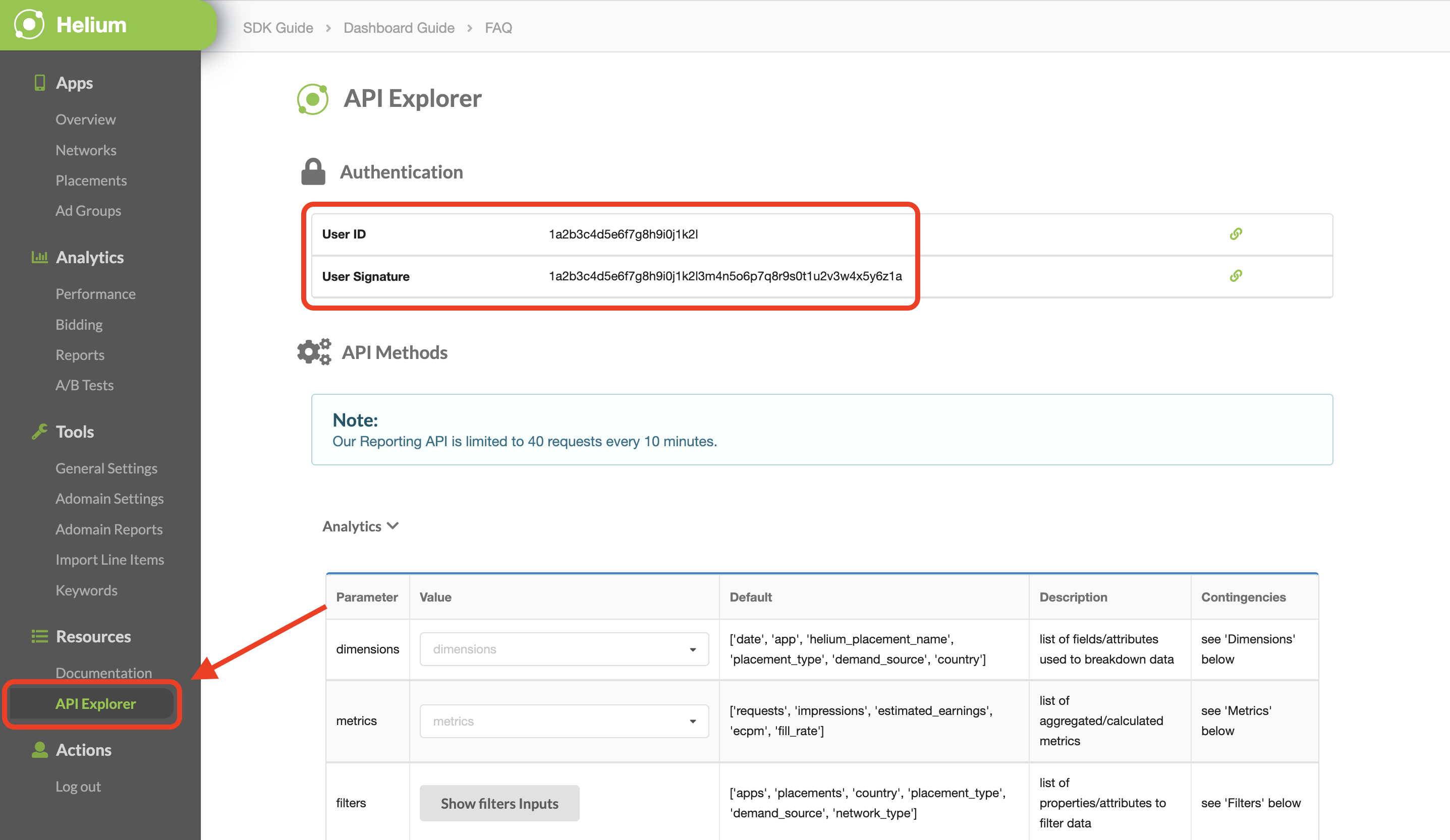 Trình khám phá API Chartboost