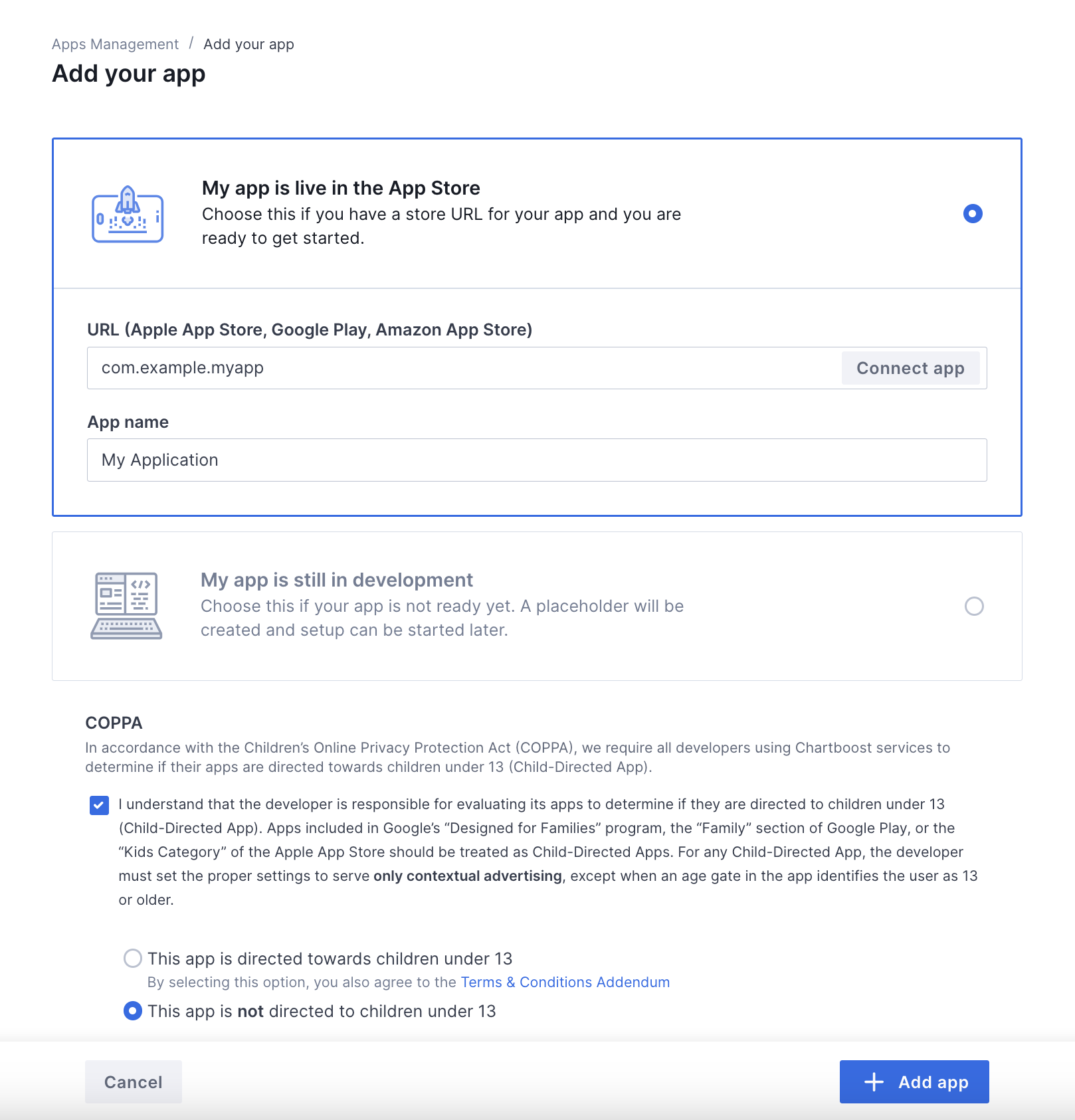 Formularz nowej aplikacji