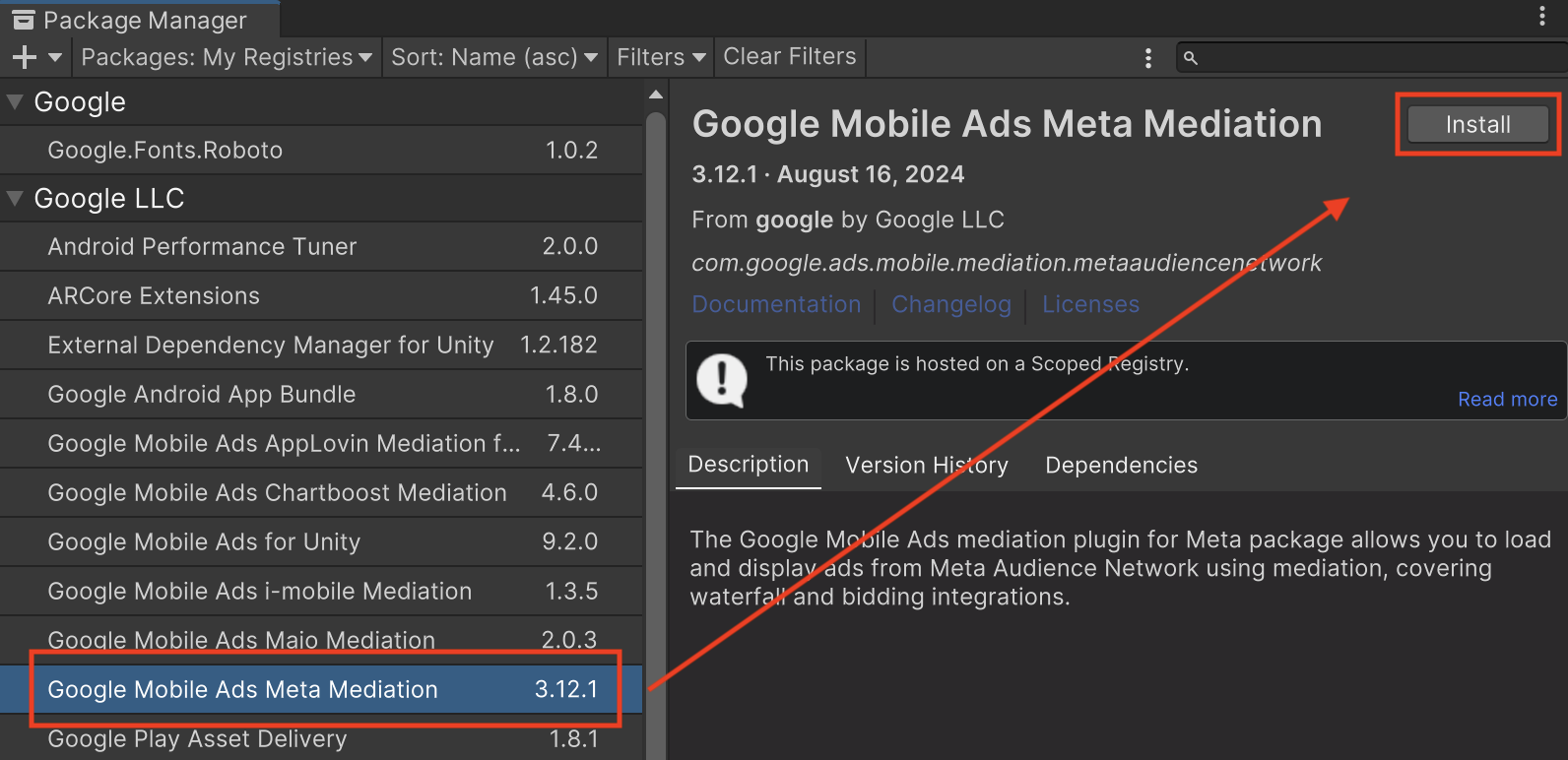 Installare da OpenUPM