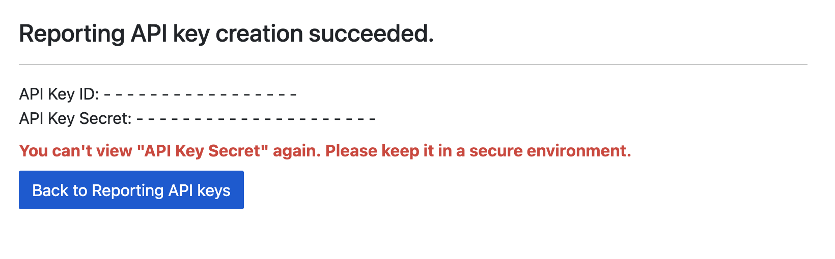 Reporting API Key Form