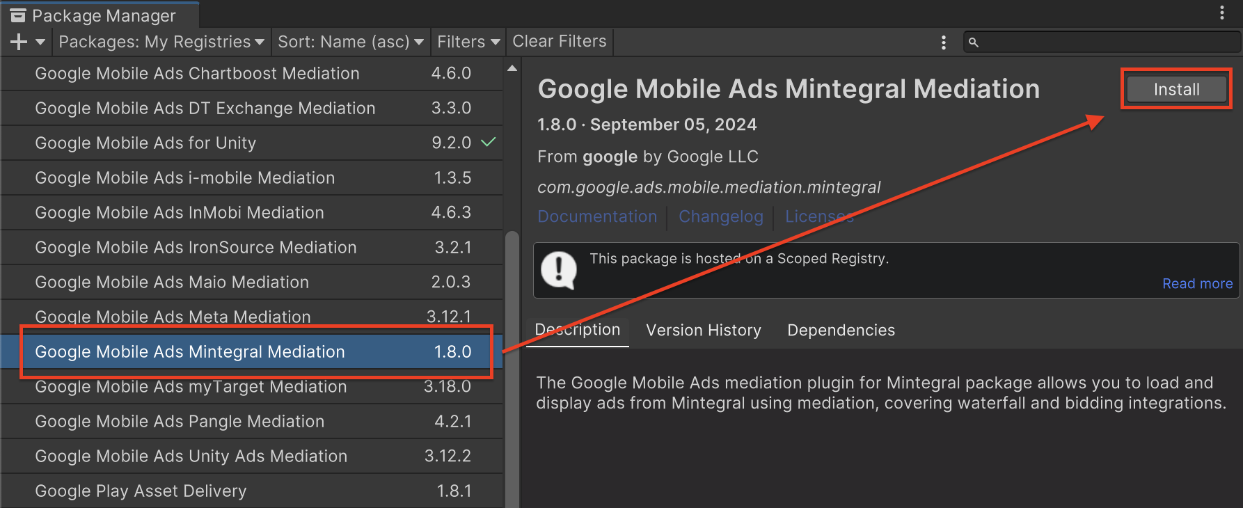 Установка через OpenUPM
