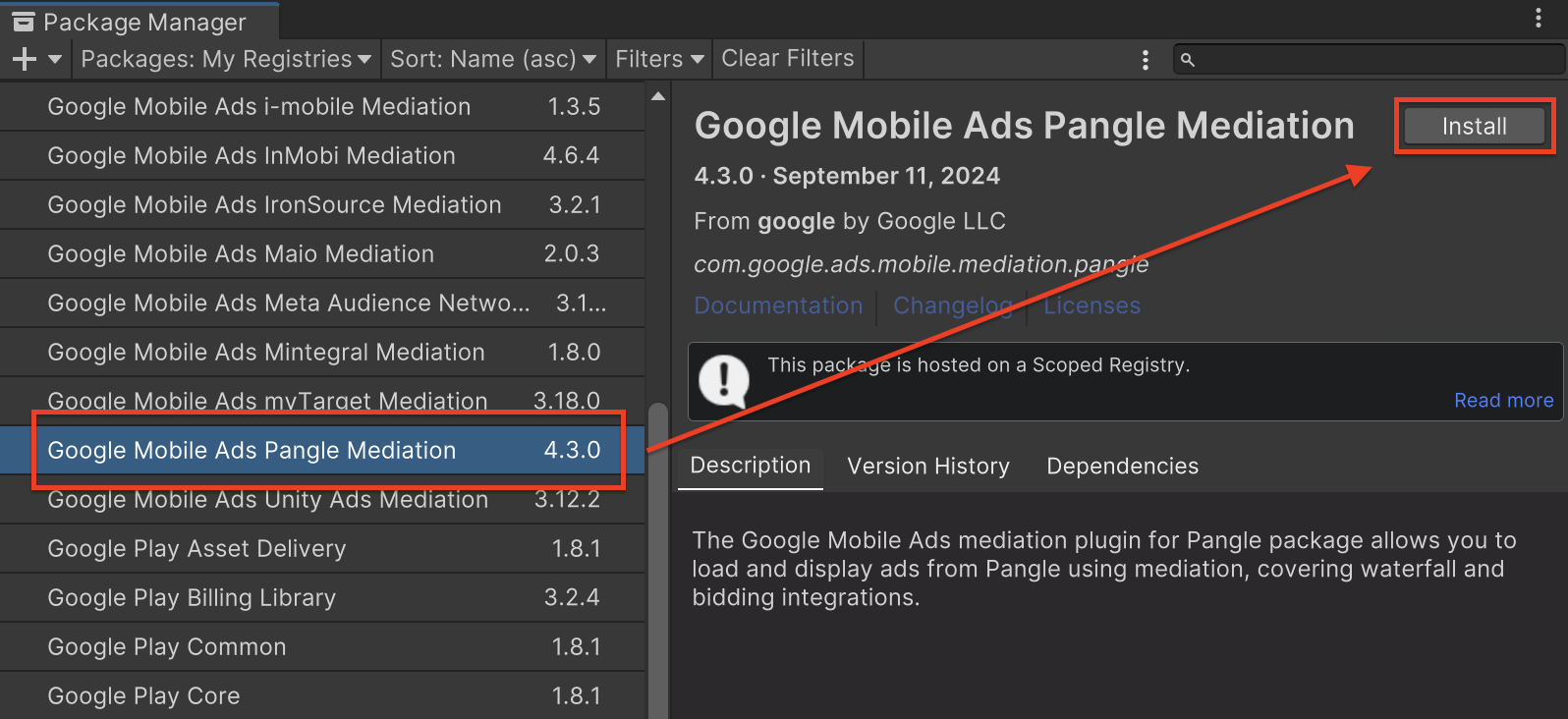 Установка из OpenUPM