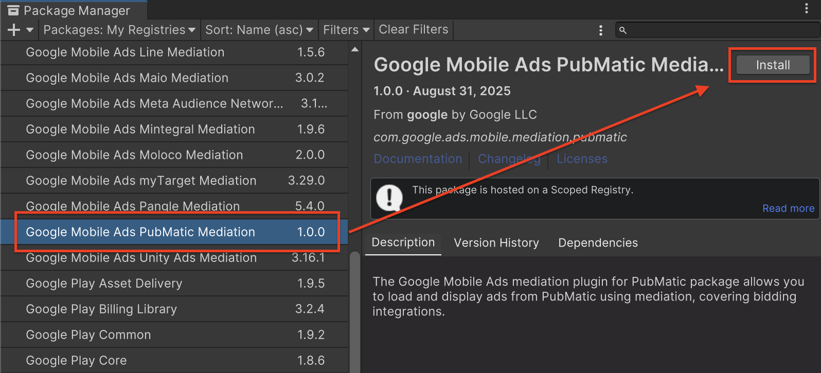 Установка через OpenUPM