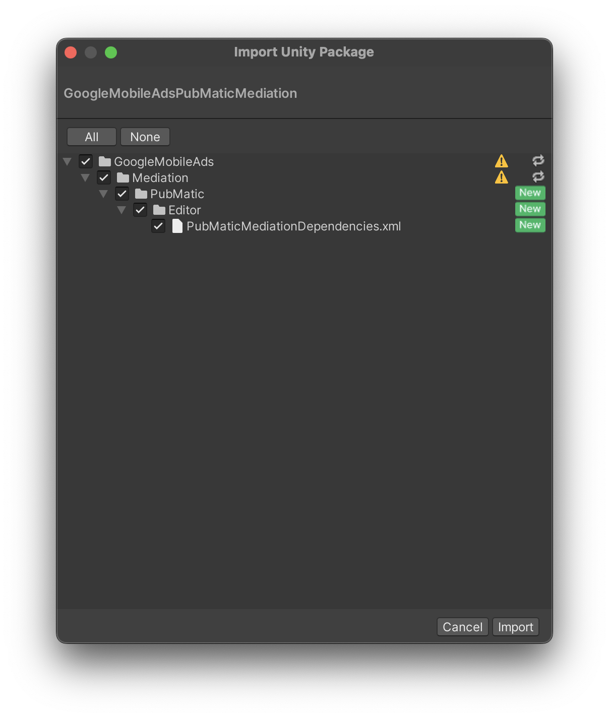 Unity에서 가져오기