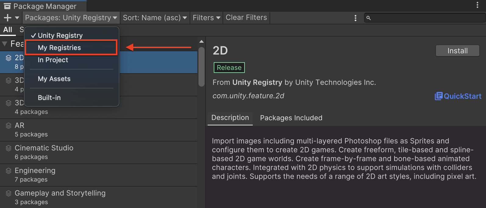 Unity Kayıt Defterleri