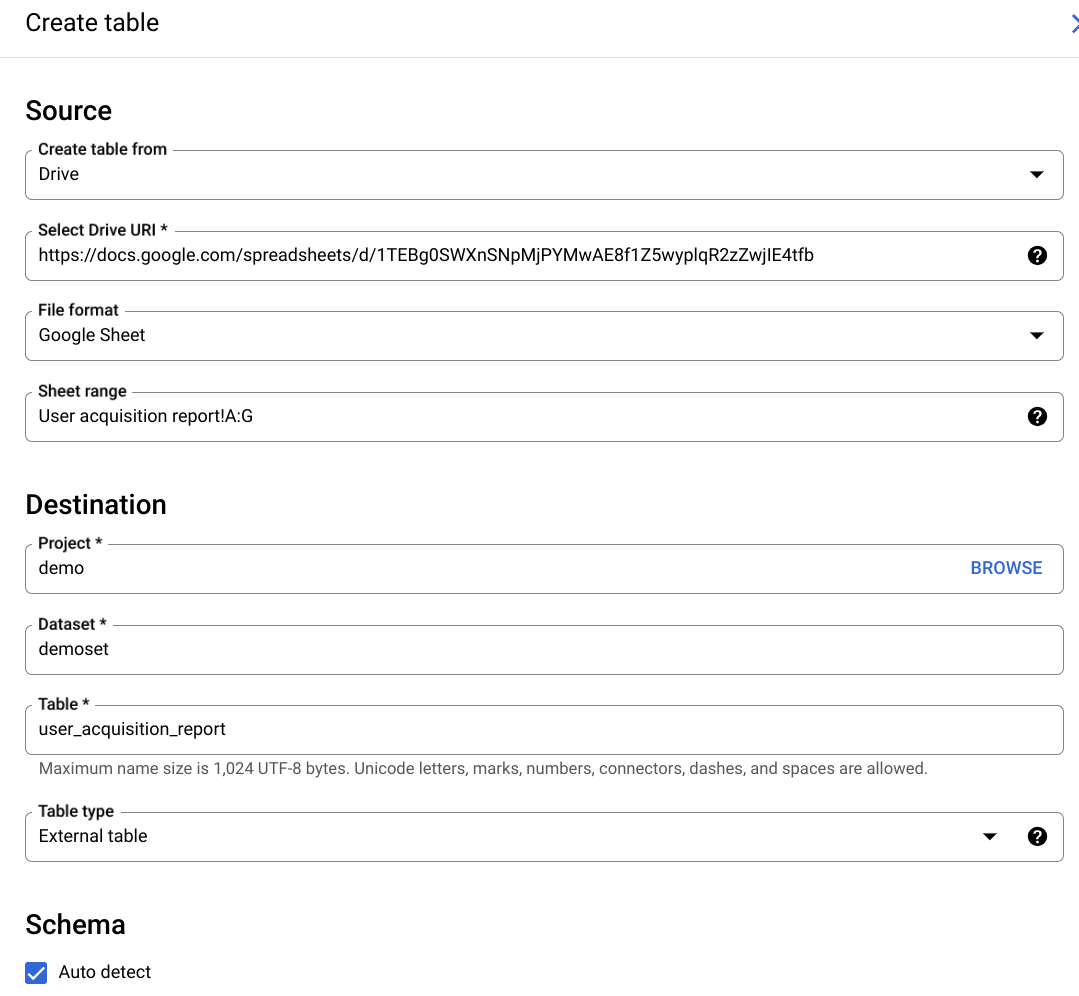 BigQuery 外部表配置 - 第 1 部分