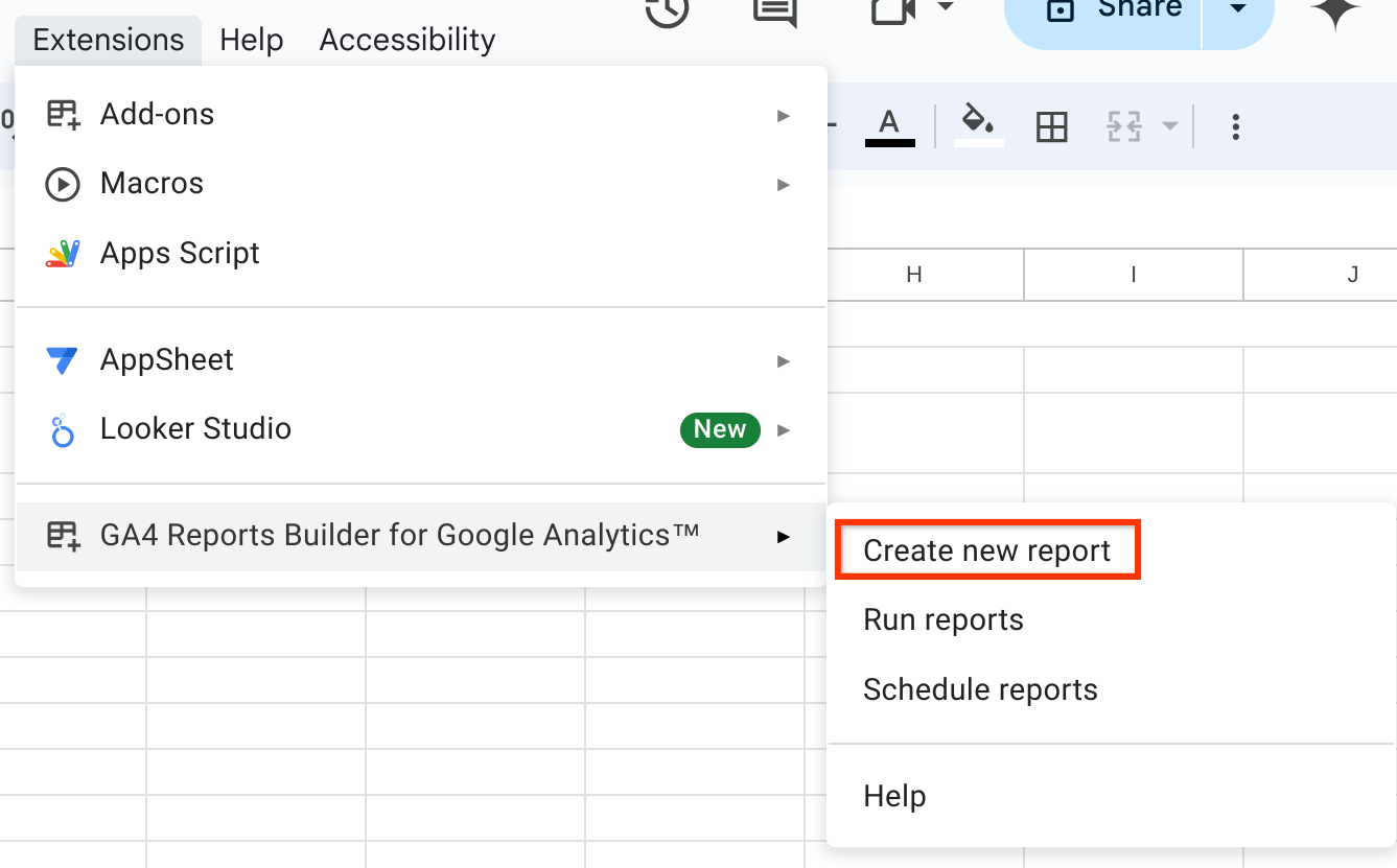 Apri il componente aggiuntivo Google Analytics per Fogli 