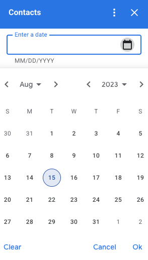 date picker selection example