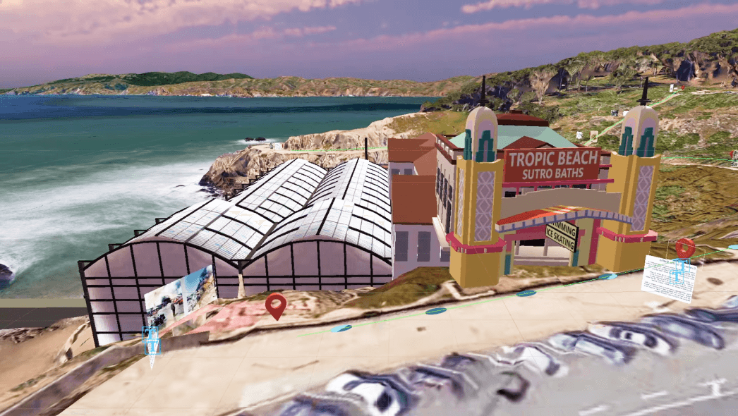 Virtuelle Darstellung des Wahrzeichens von Sutro Baths in Augmented Reality