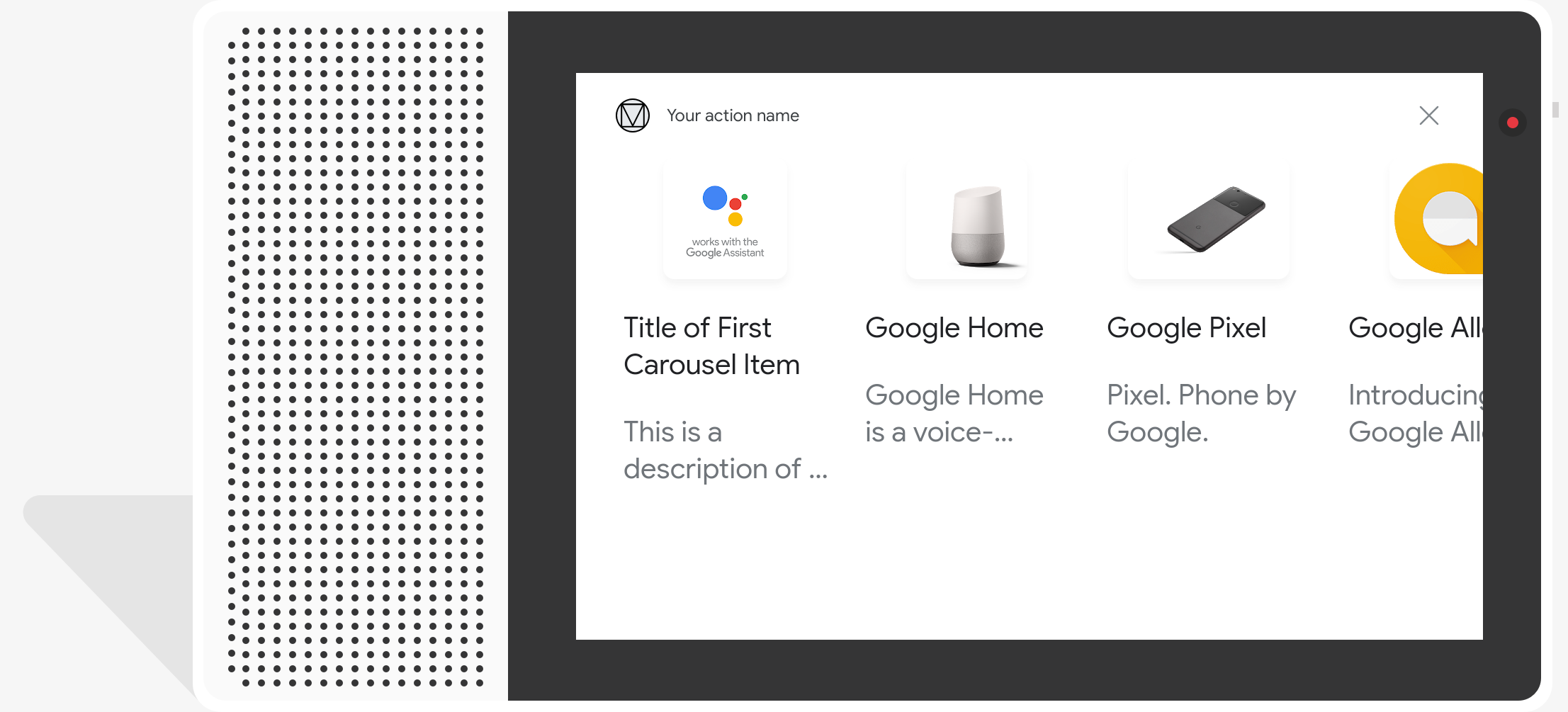 Example of a collection selection response on a smart display