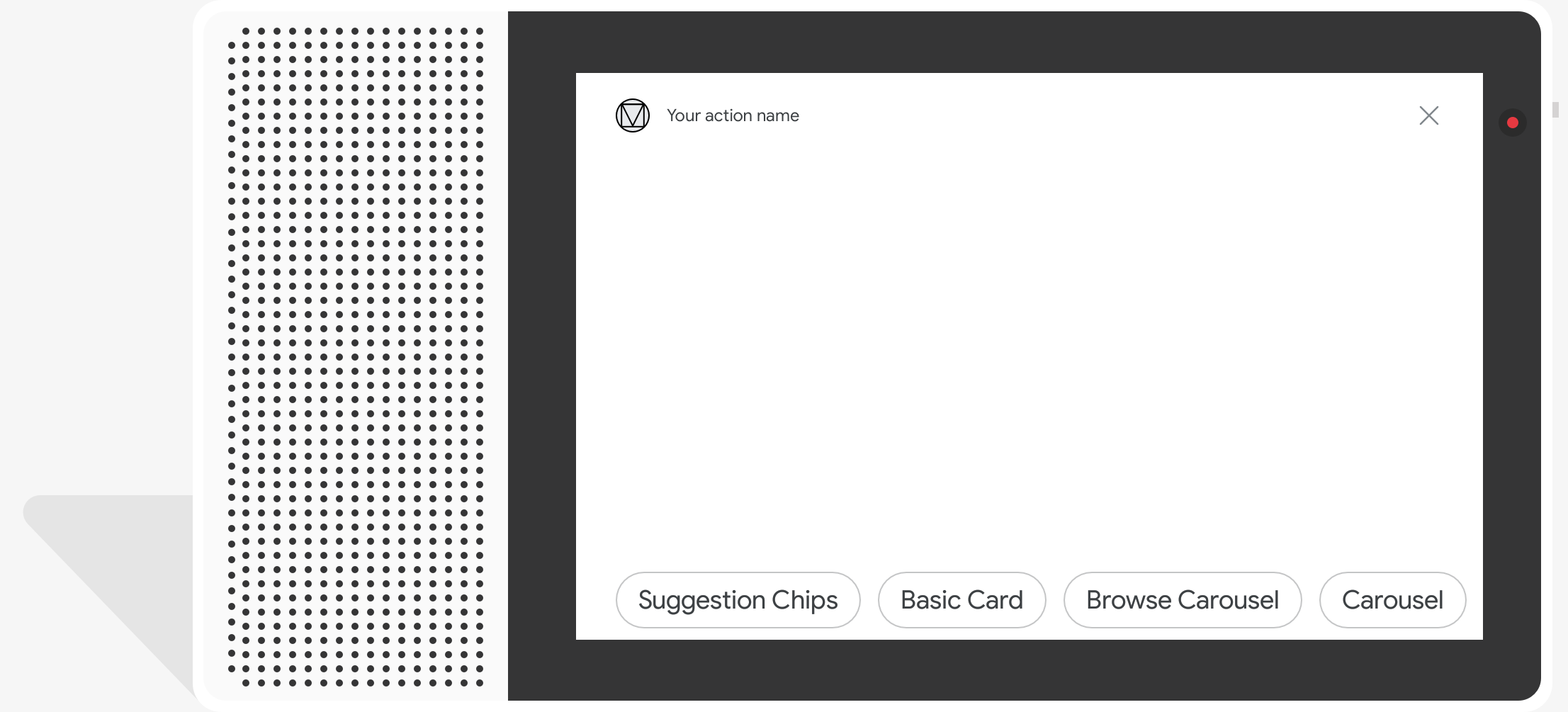 Exemple de chips de suggestion sur un écran connecté