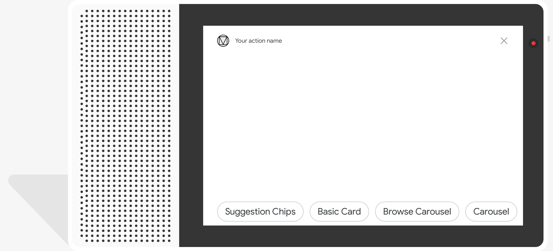 Exemples de chips de suggestion sur un écran connecté