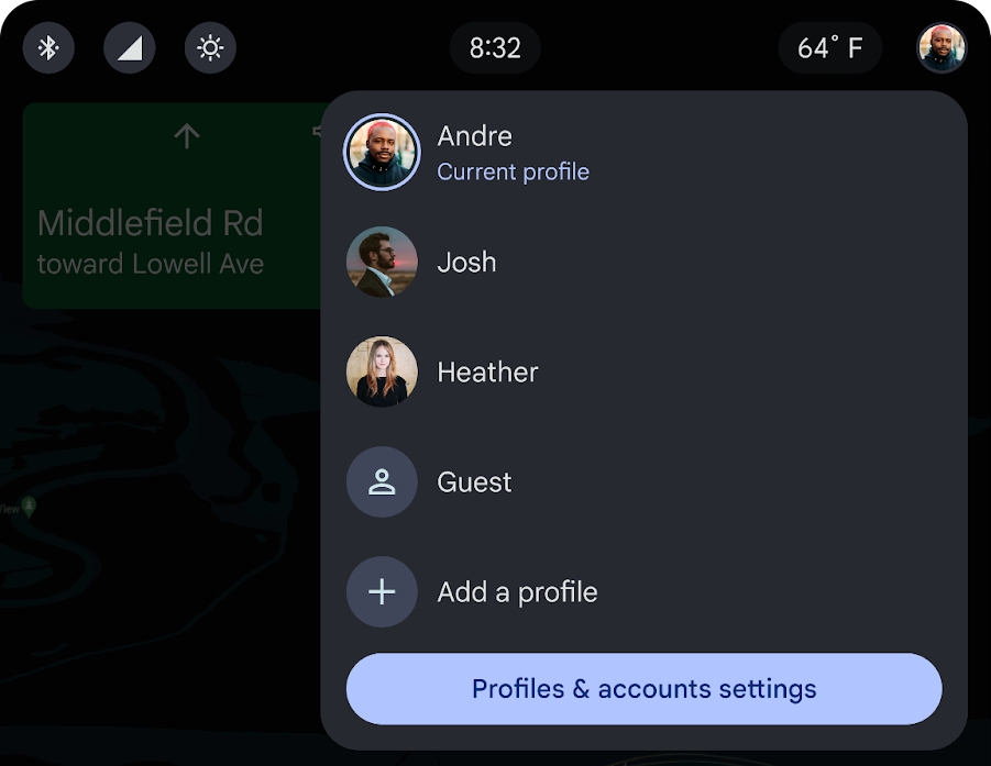 含有設定檔選單的設定檔選取器