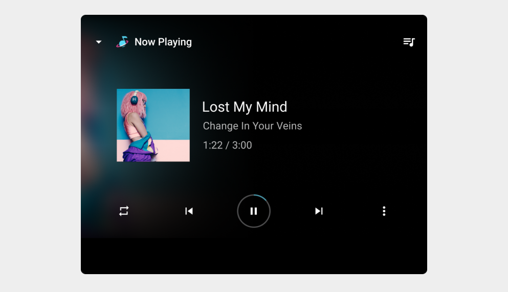 Maquette d&#39;une application multimédia pendant la lecture d&#39;un contenu multimédia