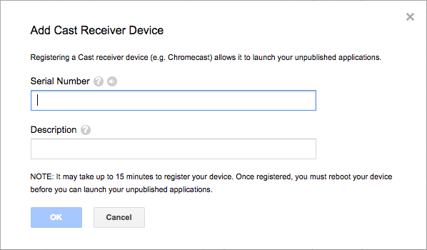 Image of the 'Add Cast Receiver Device' dialog
