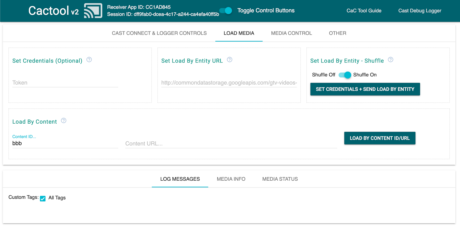 تصویر تب "Load Media" ابزار Command and Control (CaC).