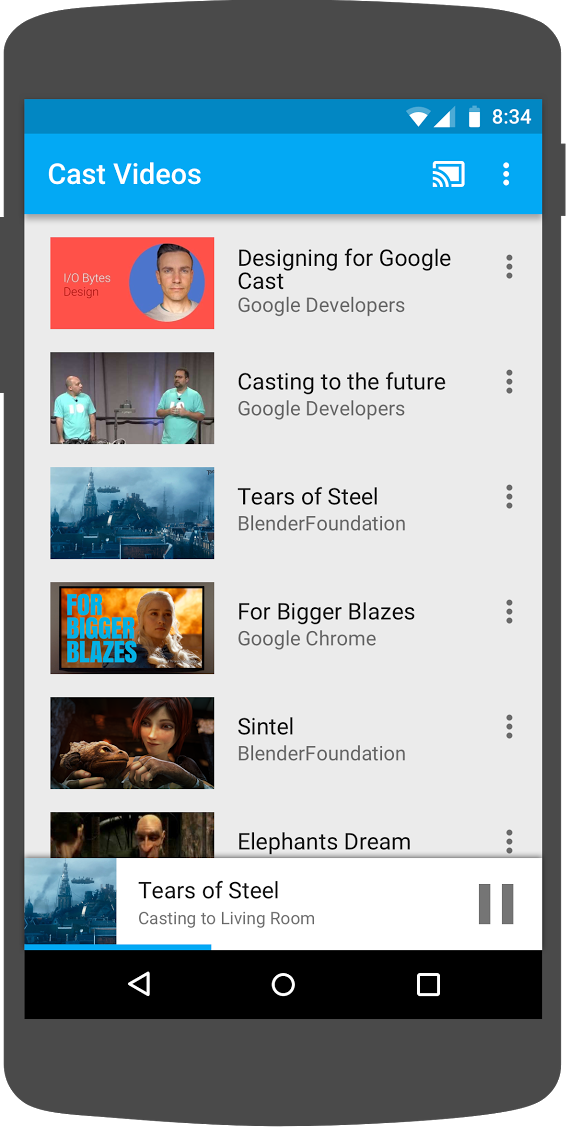 「動画をキャスト」アプリを実行している Android スマートフォンのイラスト