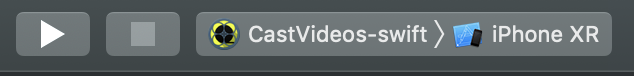 แถบเครื่องมือจำลองแอป XCode