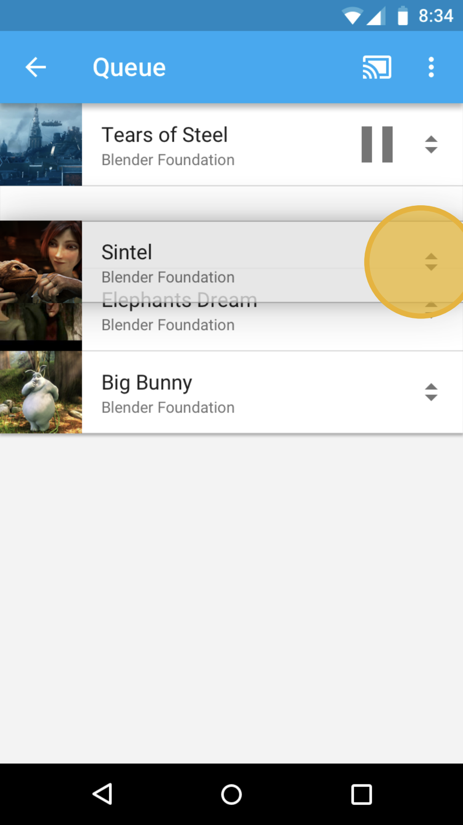 Autoplay-Wiedergabeliste auf dem Sender neu anordnen