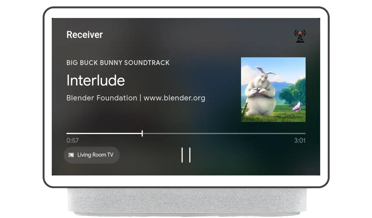 Image secondaire du contenu audio sur la télécommande d'un écran connecté.