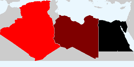 Peta yang menampilkan gradasi warna.