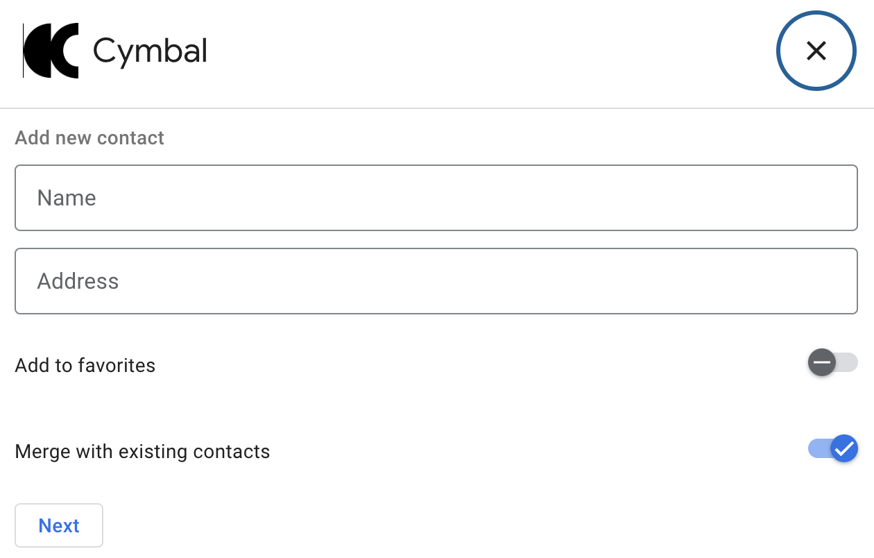Gathering details about a new contact from a user with a dialog.
