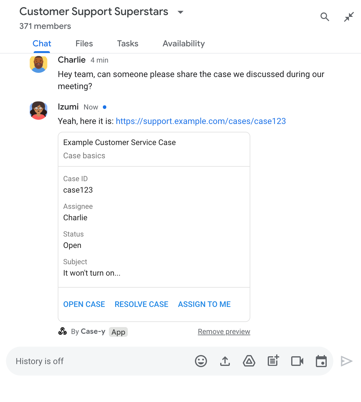 Chat-App, die eine Vorschau eines Links anzeigt, indem sie der Nachricht eine Karte anhängt