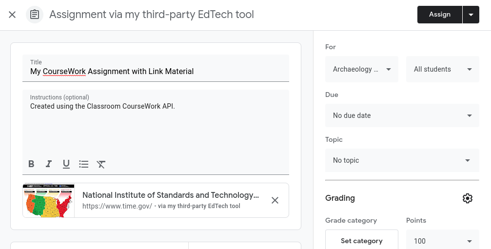 Tworzenie wersji roboczej projektu CourseWork z materiałem z linkiem