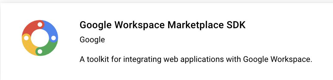 O card &quot;SDK do Google Workspace Marketplace&quot;