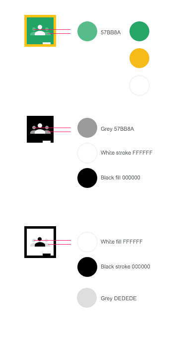 مثال على الألوان والأيقونات