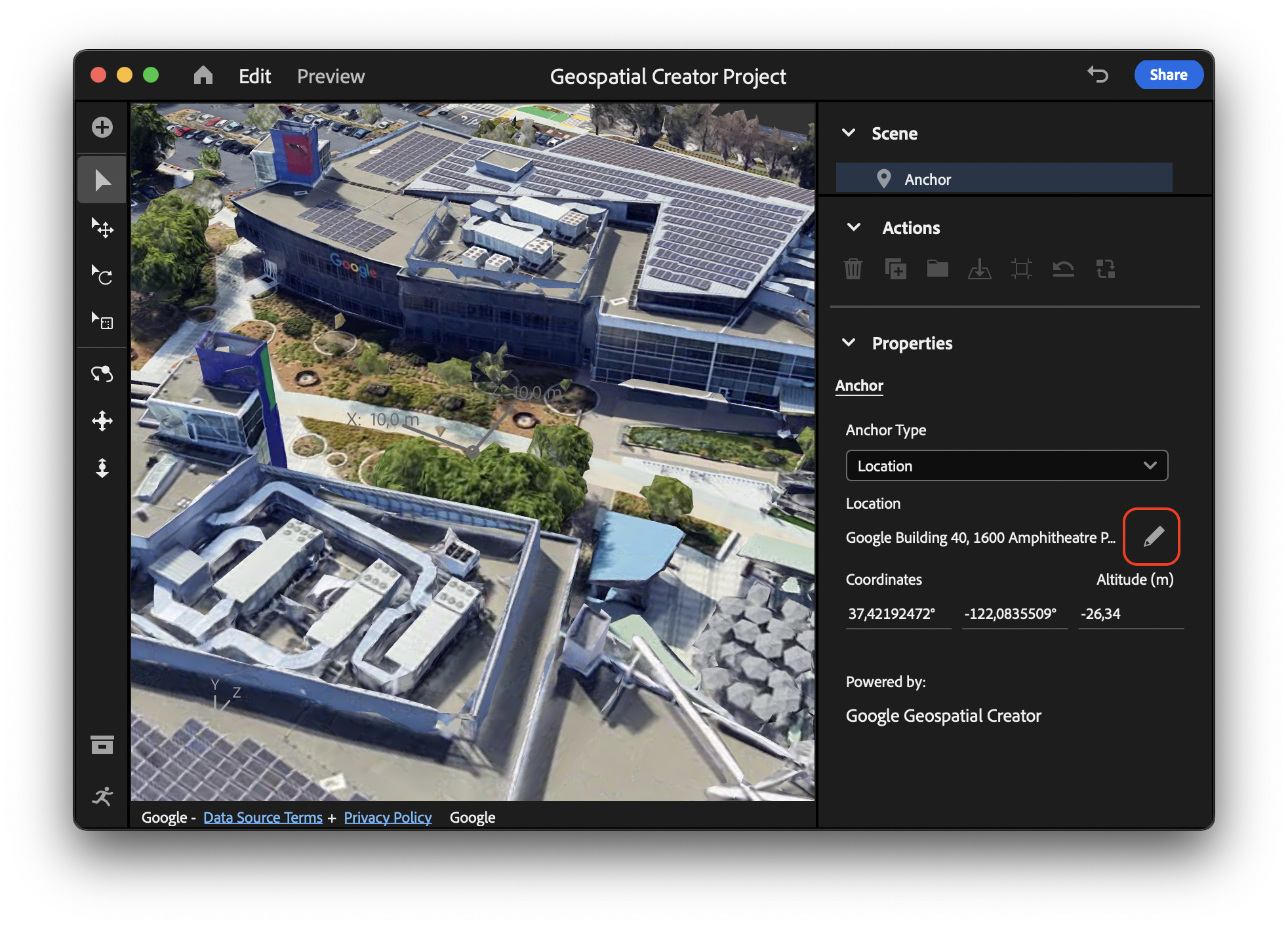 Modificare la posizione dell&#39;ancora