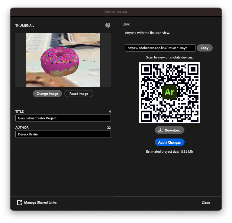 Als AR-Fenster teilen