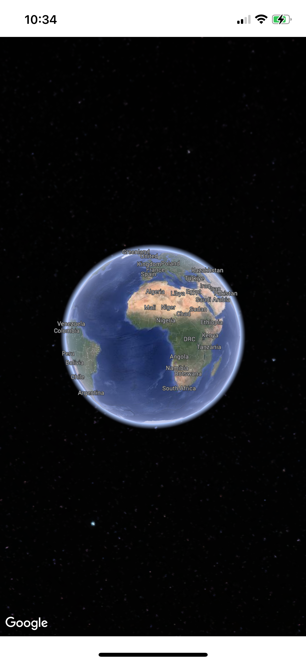 Mappa 3D che mostra la Terra
