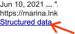 Capture d&#39;écran du bouton &quot;Données structurées&quot; dans les résultats de recherche