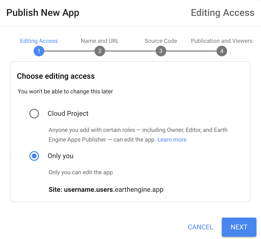Publish an App, Name and URL